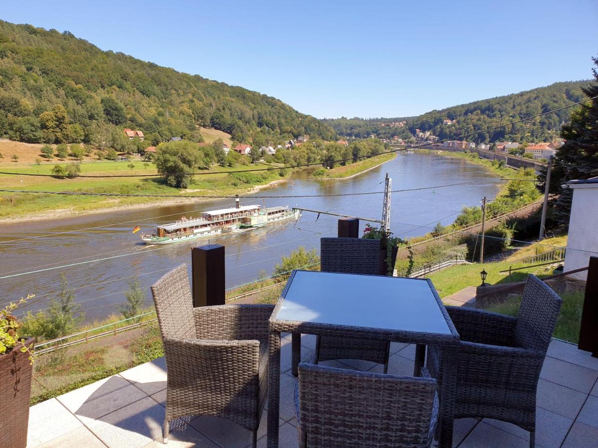 Saechsische-Schweiz-Ferienhaus-Wohnung-2-Mit-Hervorragendem-Panoramablick-Ueber-Das-Elbtal Königstein Exterior foto